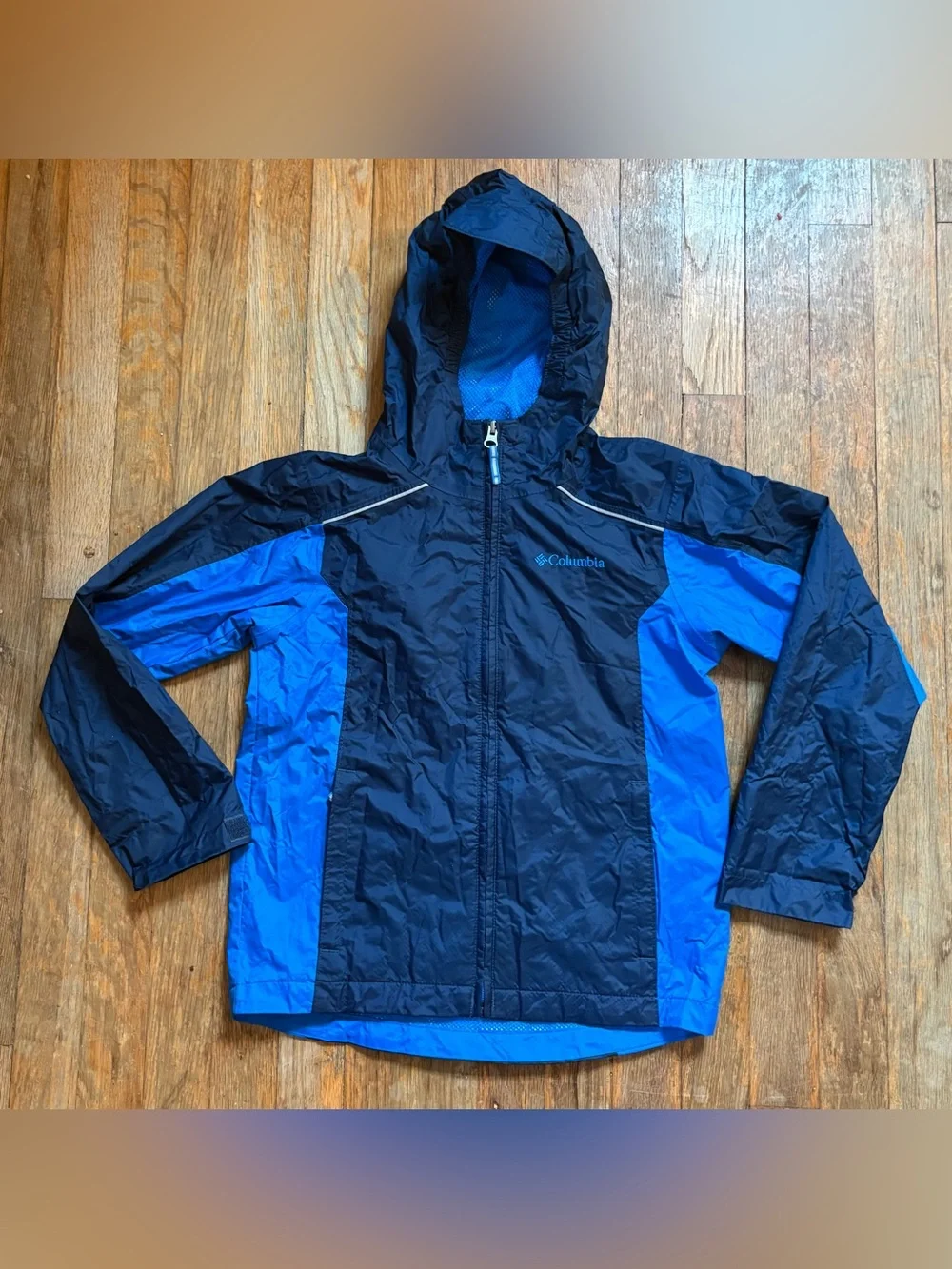 Columbia Kids Blue Hooded Windbreaker Jacket ~ sz Small ( 8 )